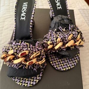 Versace Medusa Orchid Mid-Heel Mules